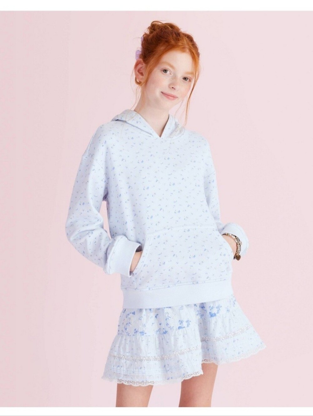 NWT LoveShackFancy x Target Sophia Everblooming Rosettes Hoodie - Blue- M (8-9)